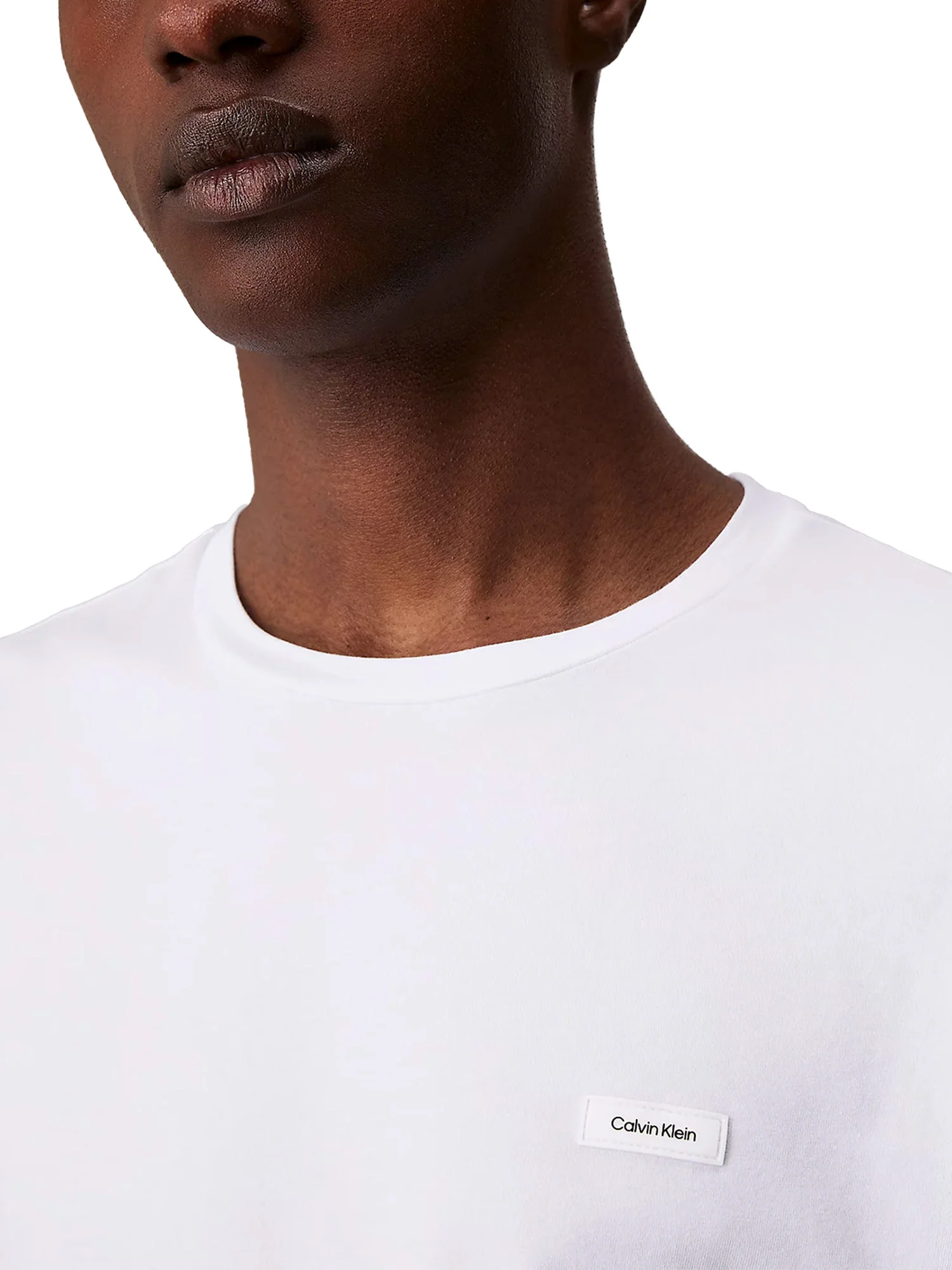 T-shirt slim in cotone stretch con targhetta logo bianco - Image 3
