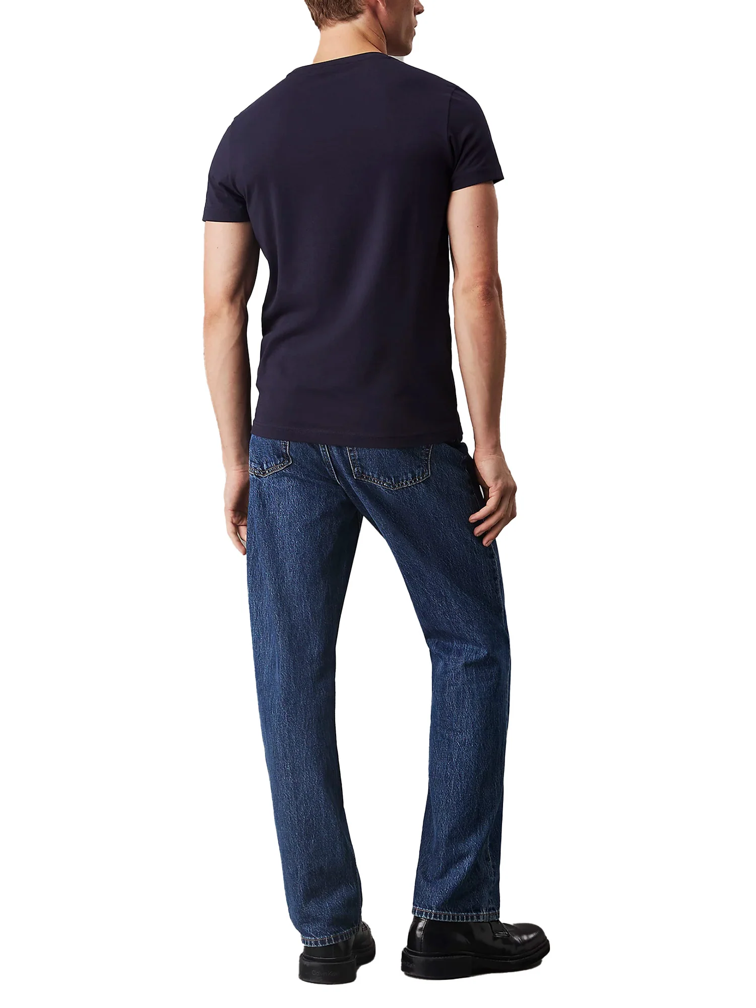 T-shirt slim in cotone stretch con targhetta logo blu - Image 2