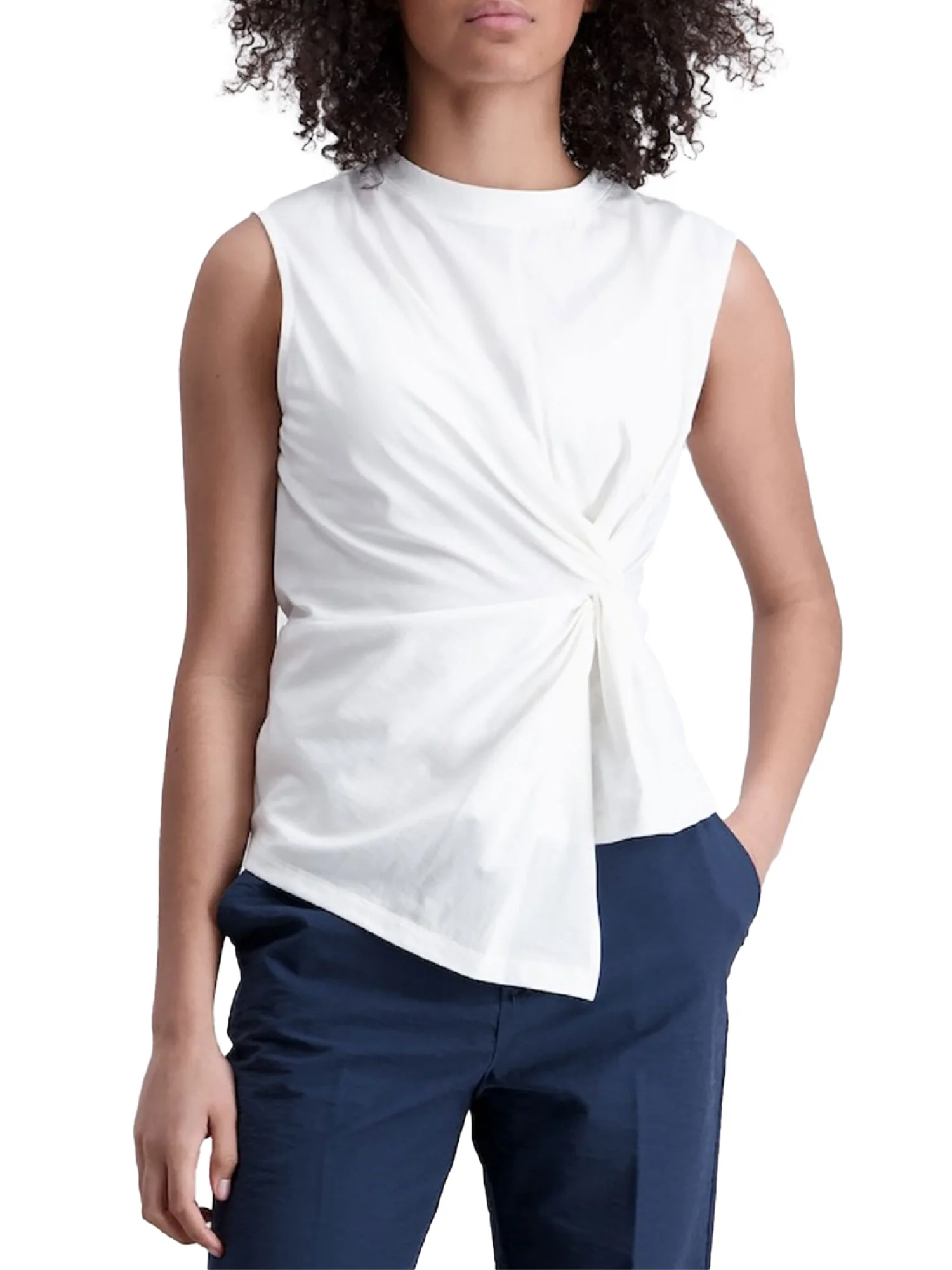 T-shirt Kocca Donna smanicata con nodo bianco
