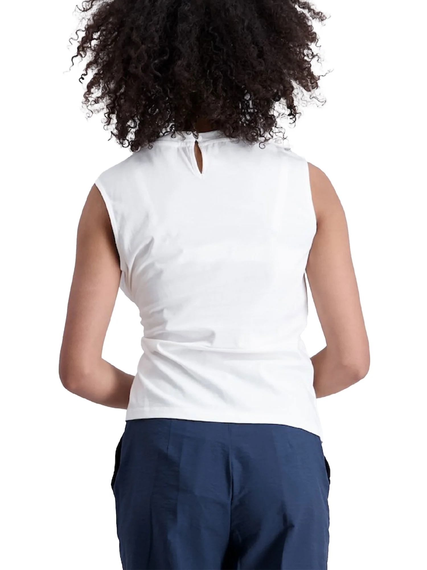 T-shirt Kocca Donna smanicata con nodo bianco - Image 2
