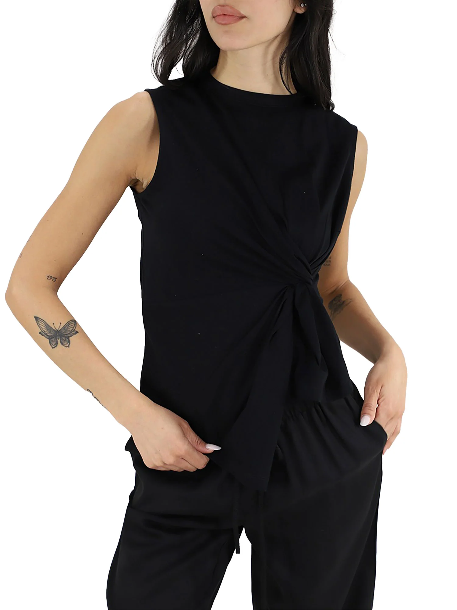 T-shirt Kocca Donna smanicata con nodo nero