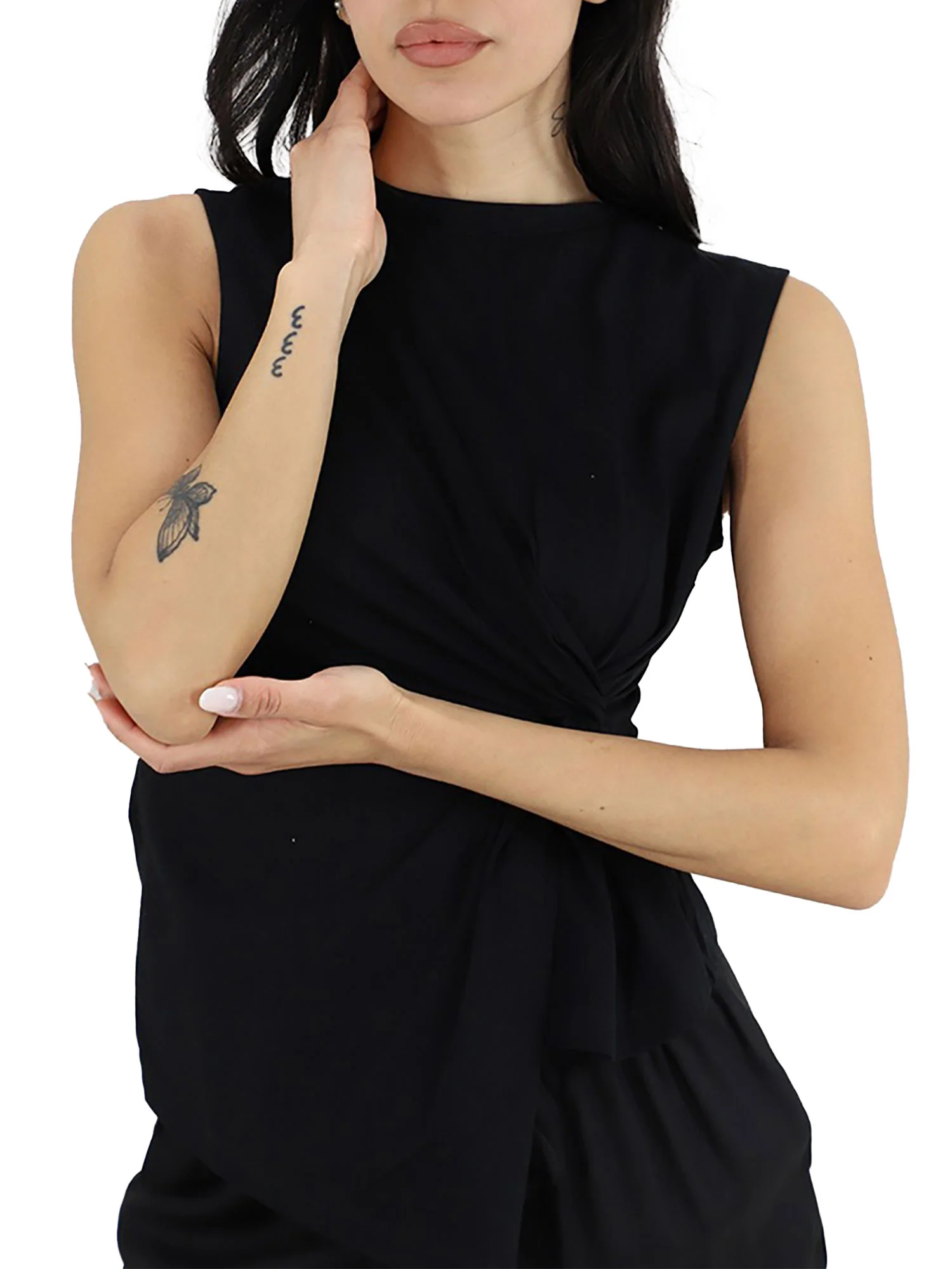 T-shirt Kocca Donna smanicata con nodo nero - Image 2