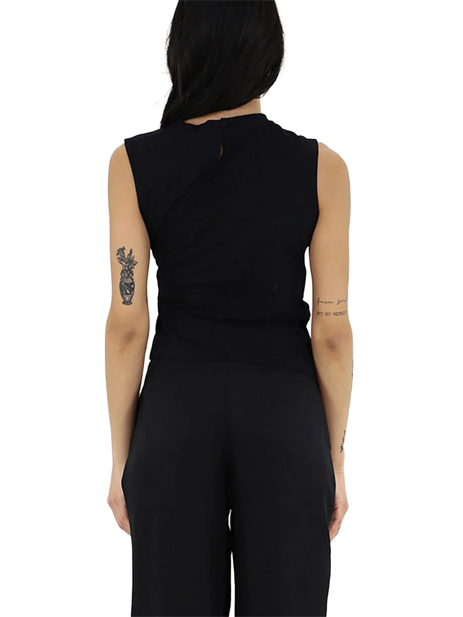 T-shirt Kocca Donna smanicata con nodo nero - Image 3
