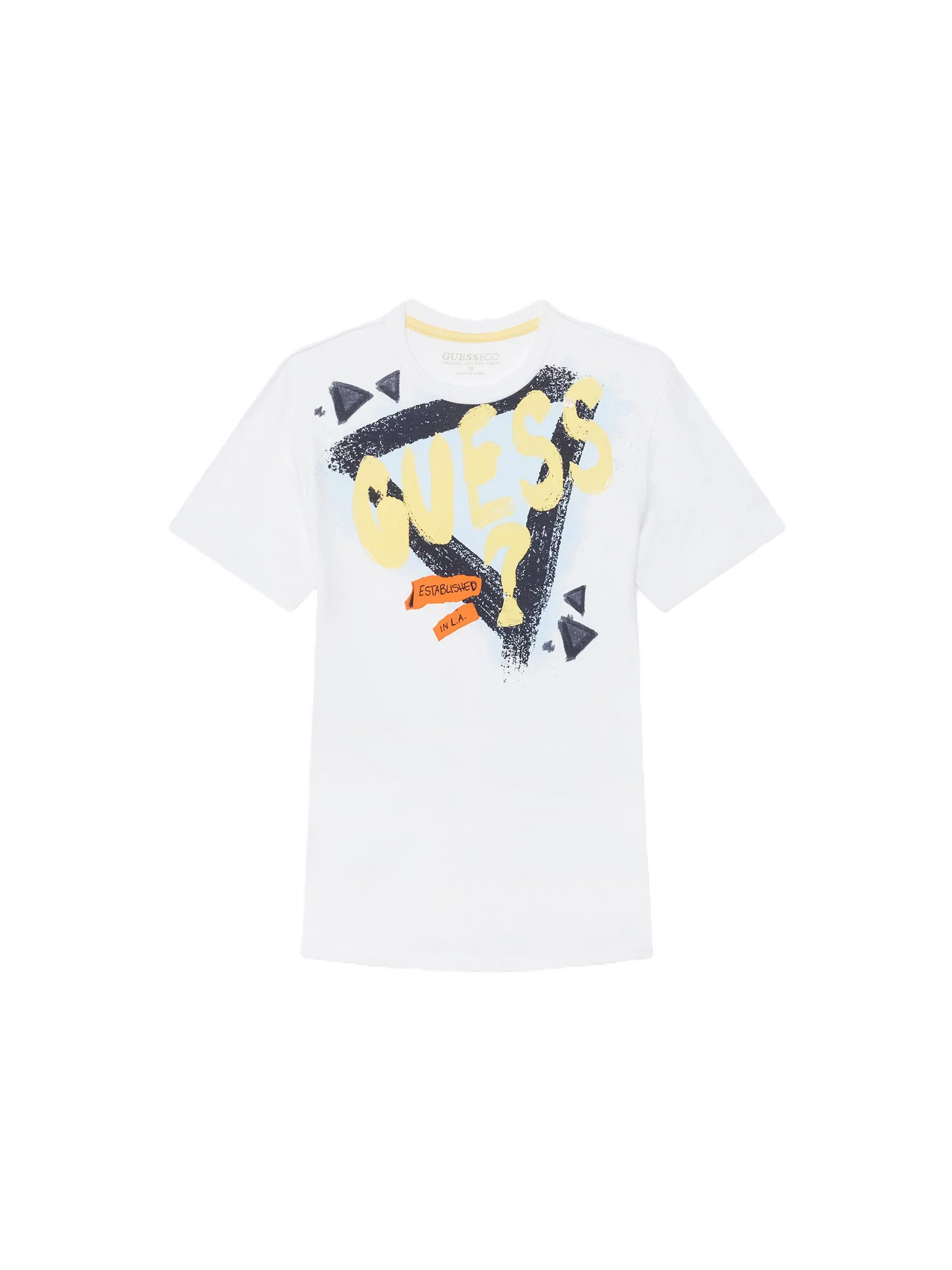 T-shirt stampa logo effetto brush bianco