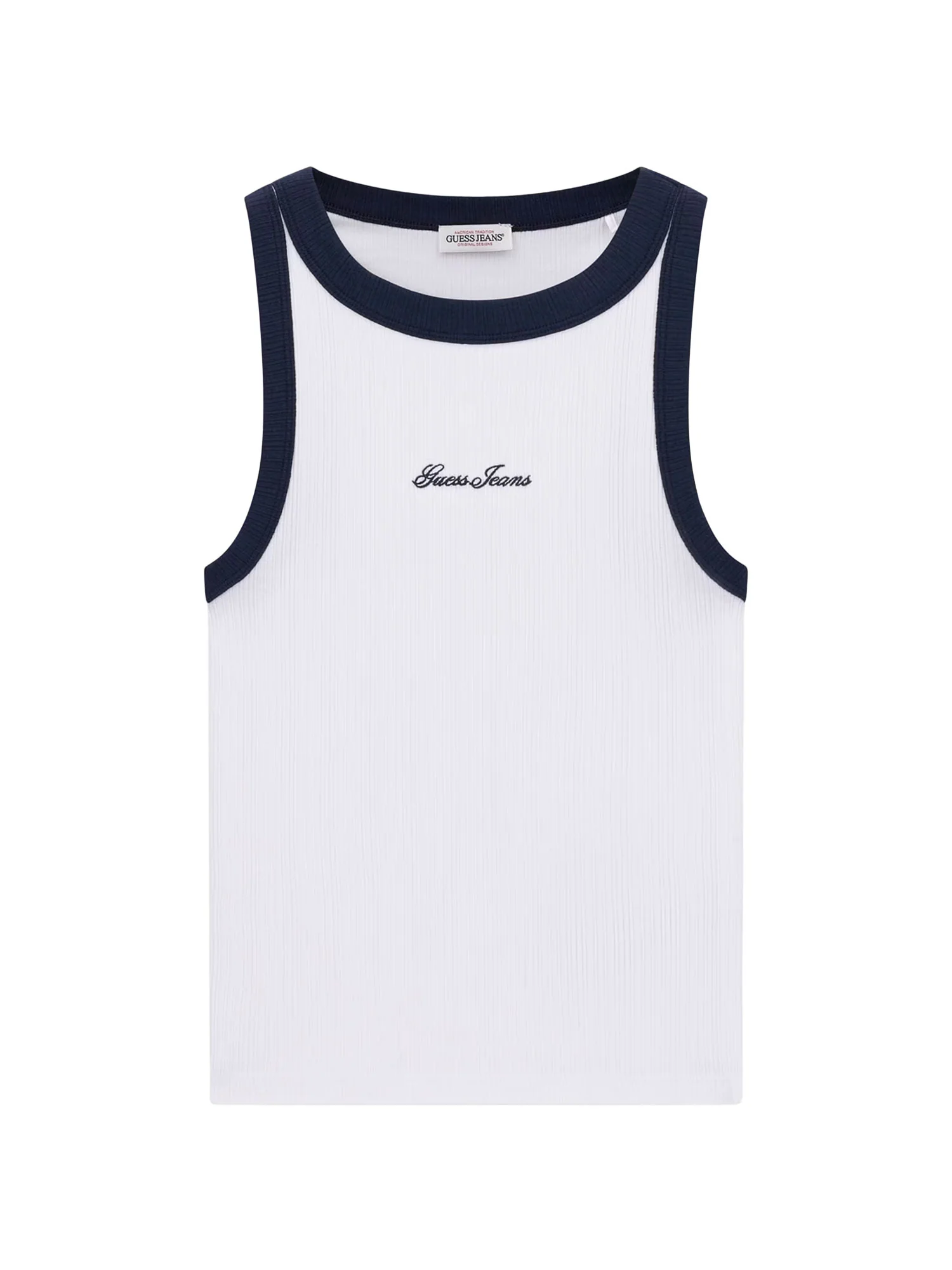 Top Guess donna Tank Rib Embro Ringer bianco - Image 4
