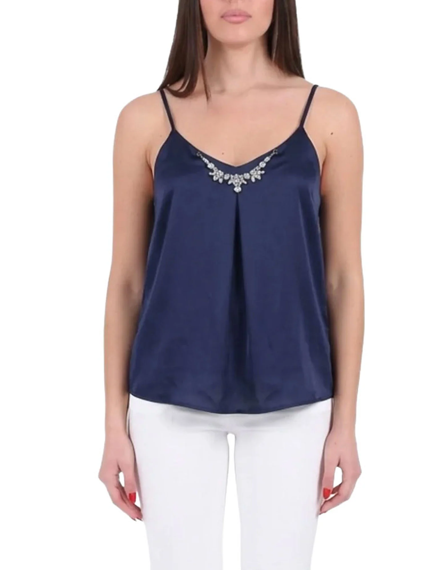 Top Yes Zee donna Appl. Gioiello blu