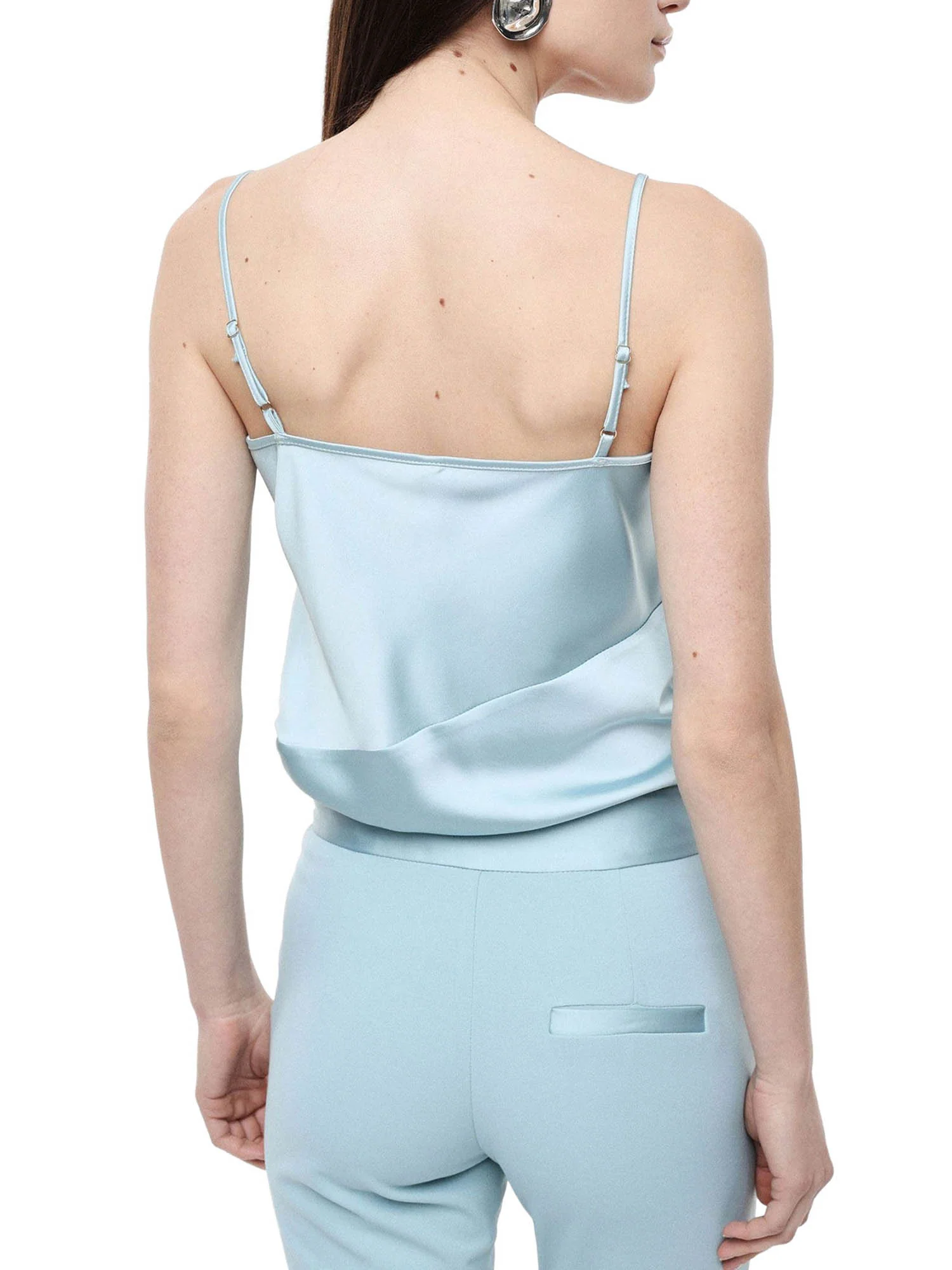 Top Imperial Donna con balza in raso Celeste - Image 2