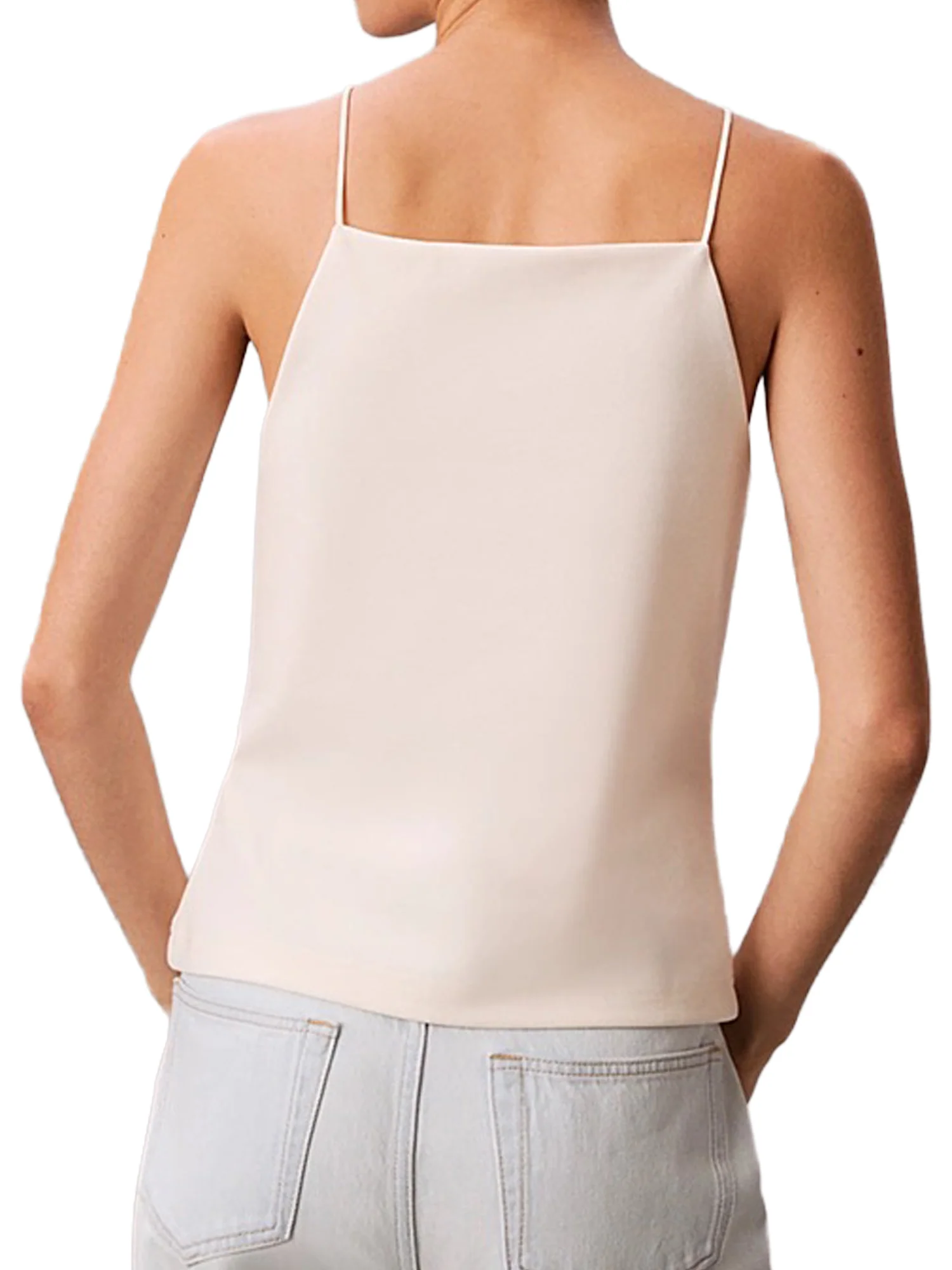 Top con bretelle Calvin Klein Donna Ponte con Logo Tofu - Image 2