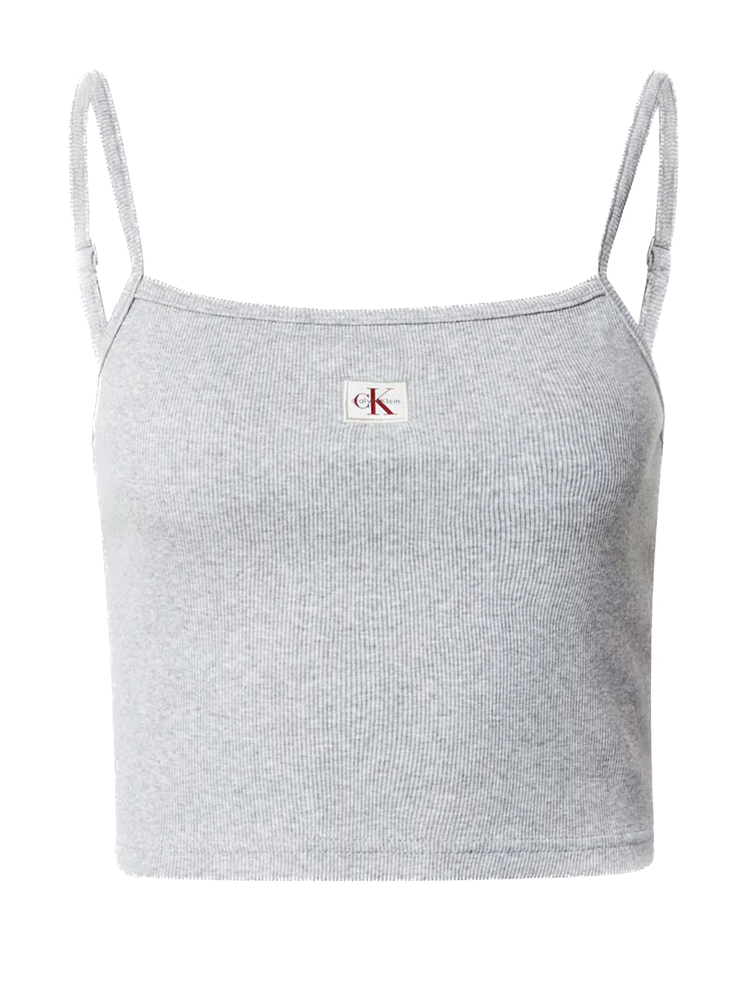 Top Calvin Klein a costine con bratelle e logo label grigio - Image 10