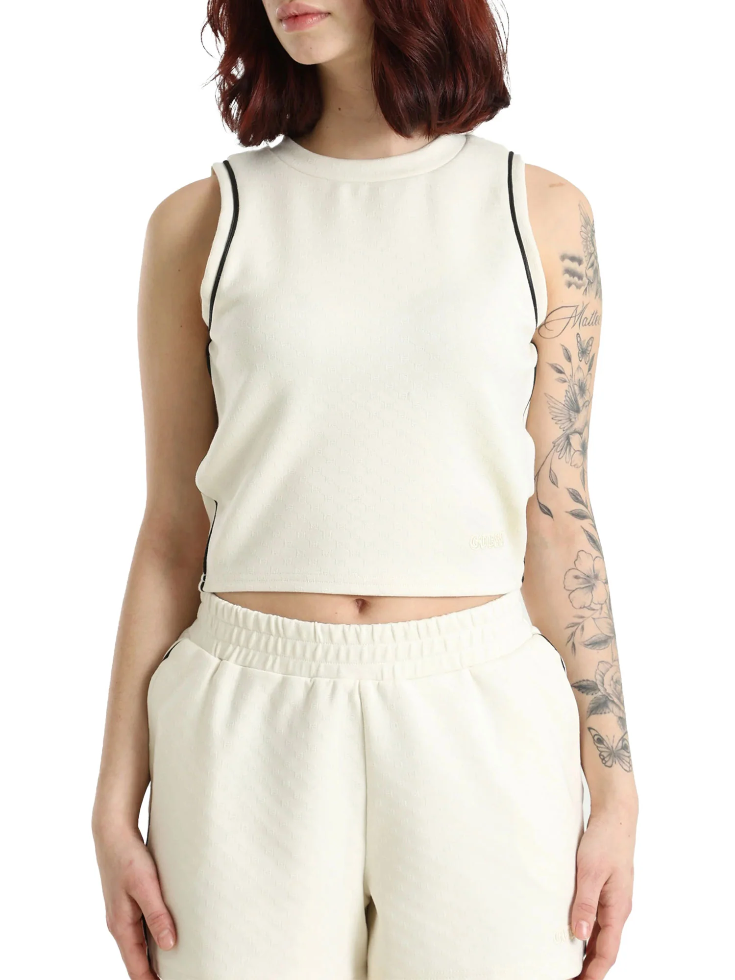 Top Guess Donna crop clara bianco