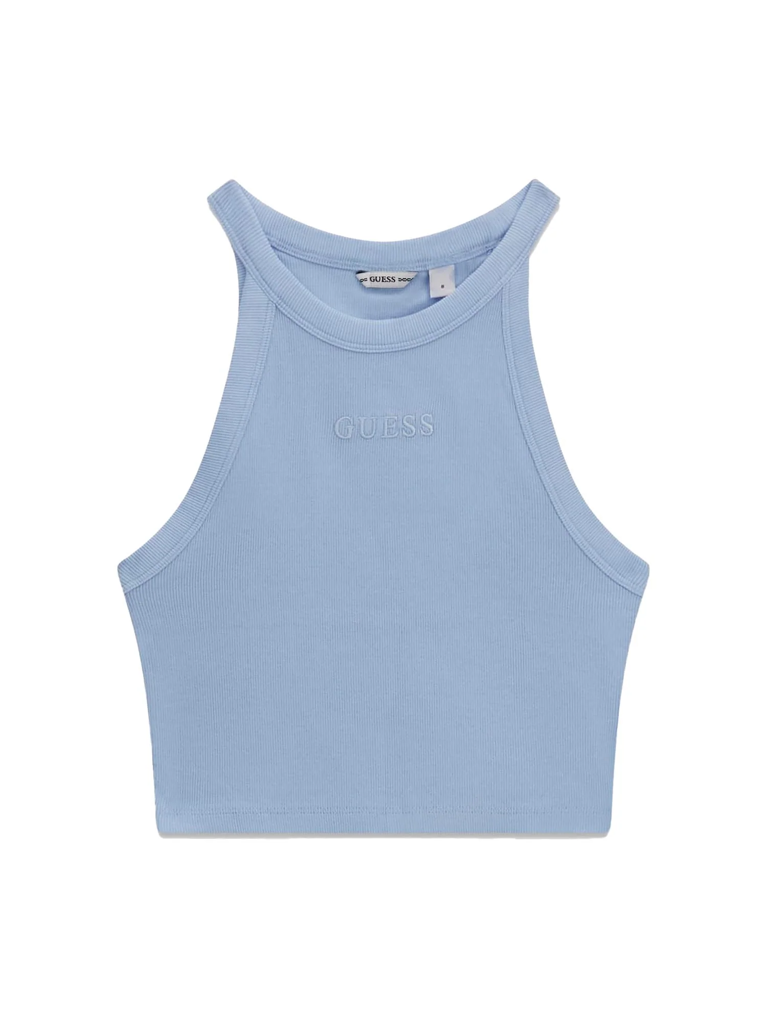 Top Guess Ragazza a costine celeste