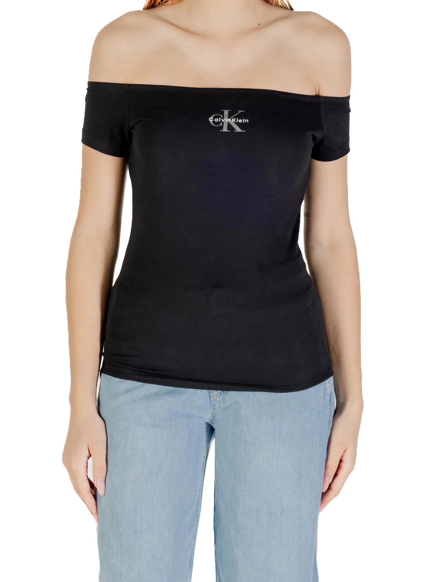 Top Calvin Klein  spalle scoperte e logo monogram nero - Image 7