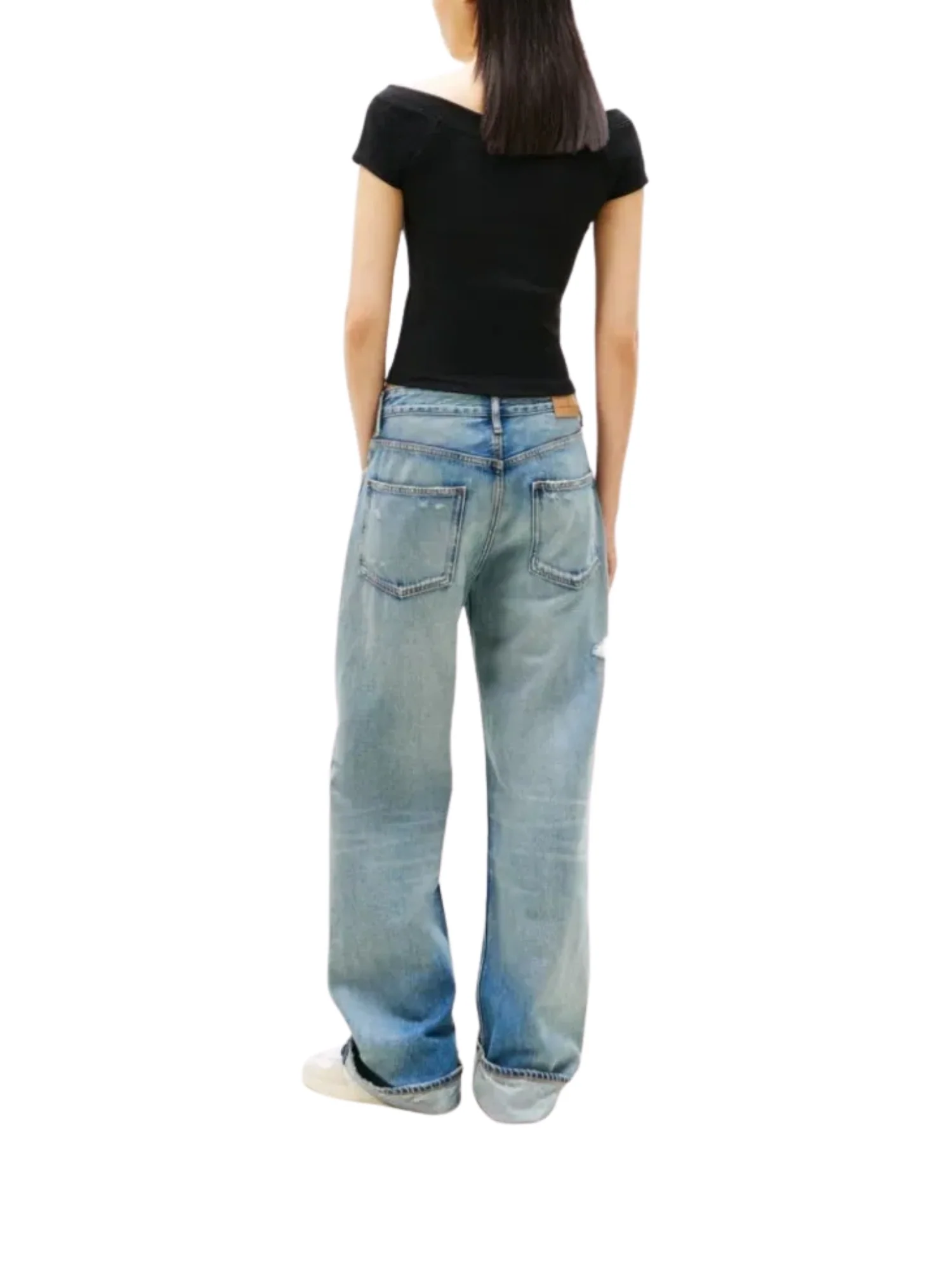 Top modello off shoulder slim rib nero - Image 2