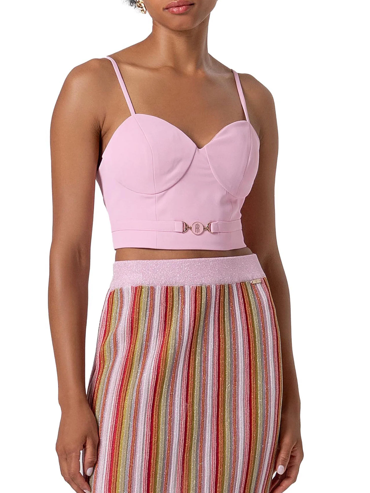 Top Fracomina Donna cropped bustier rosa