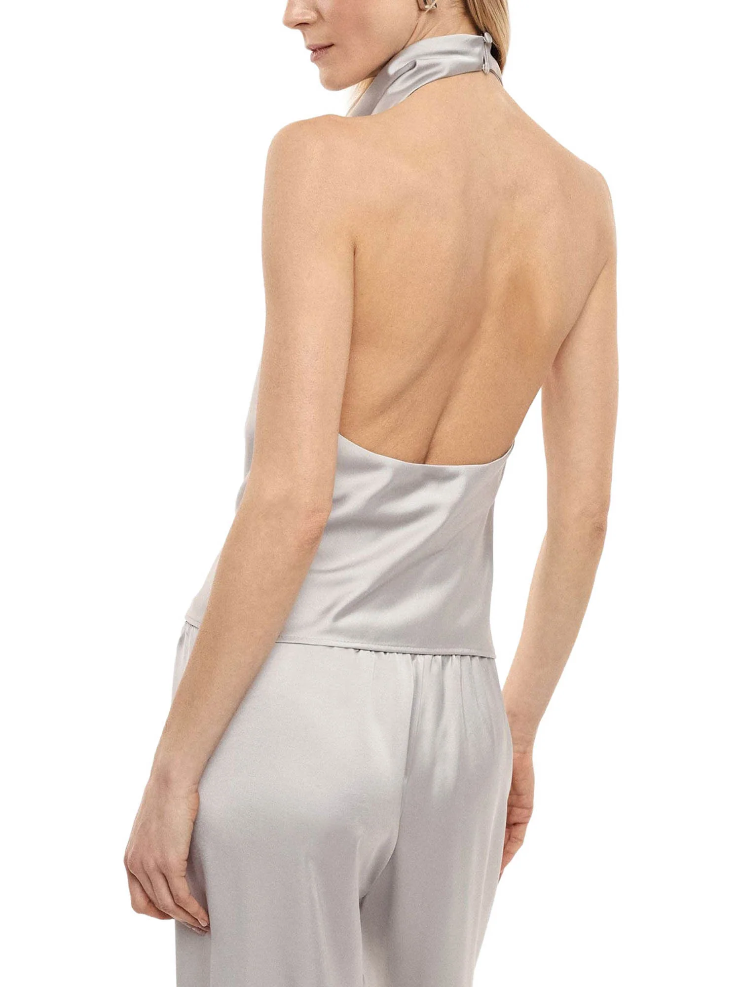 Top Imperial Donna con scollo halter satin Perla - Image 2
