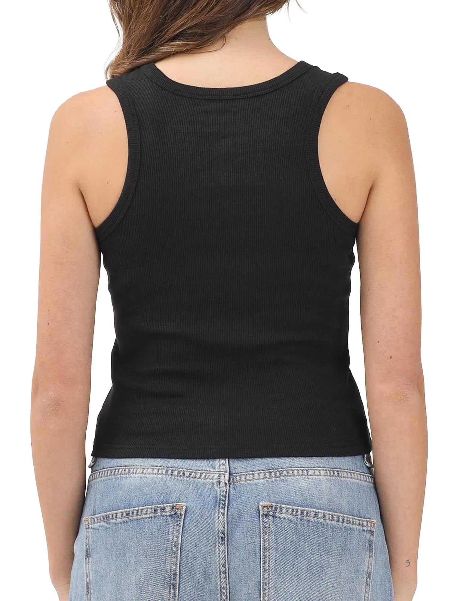 Top Calvin Klein Donna in costine di Cotone Nero - Image 2