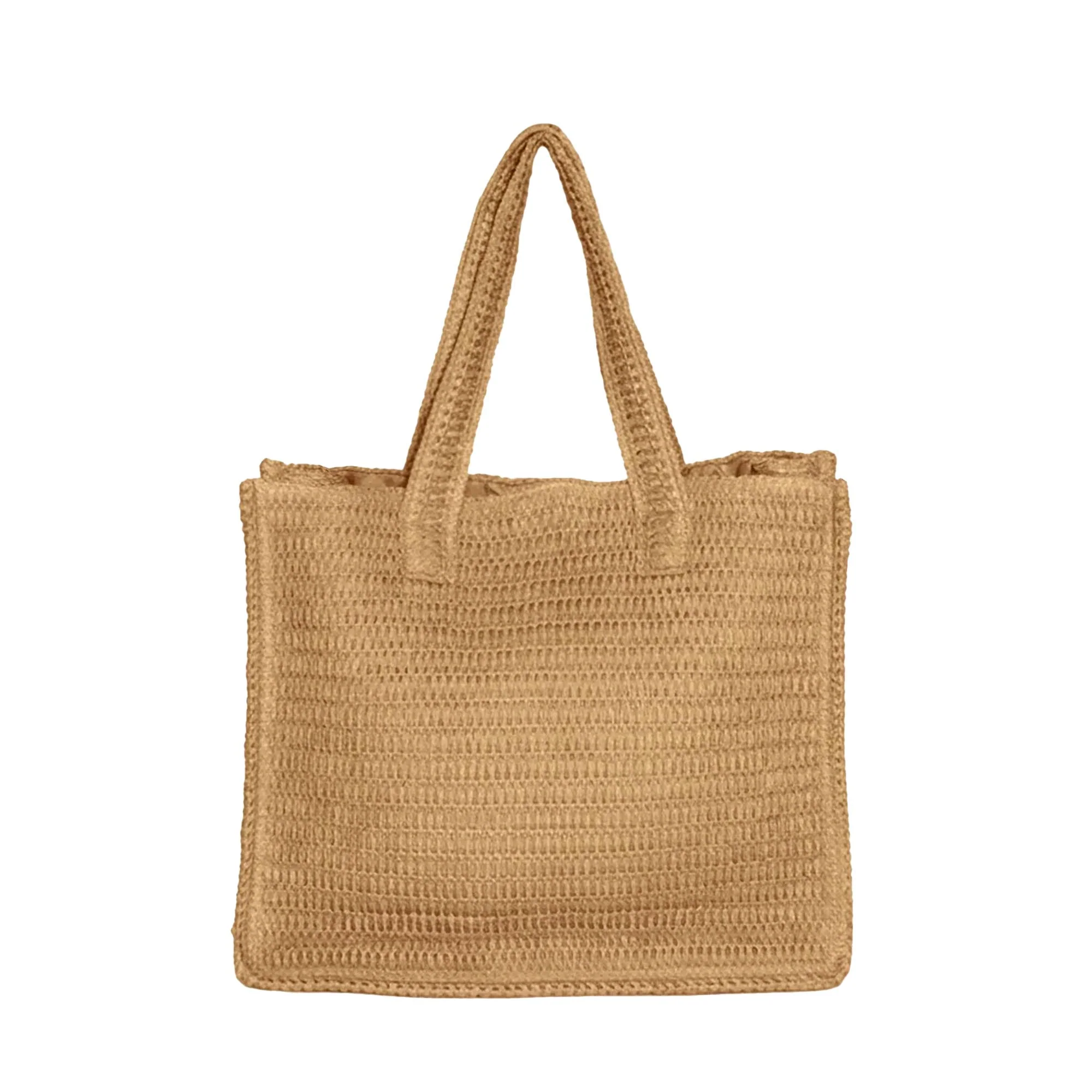 Borsa mare a spalla F**k Donna in rafia beige - Image 3