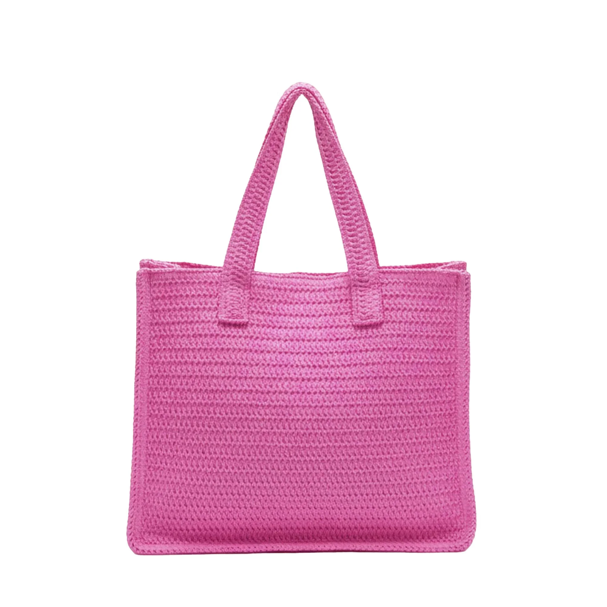Borsa mare a spalla F**k Donna in rafia fucsia - Image 3