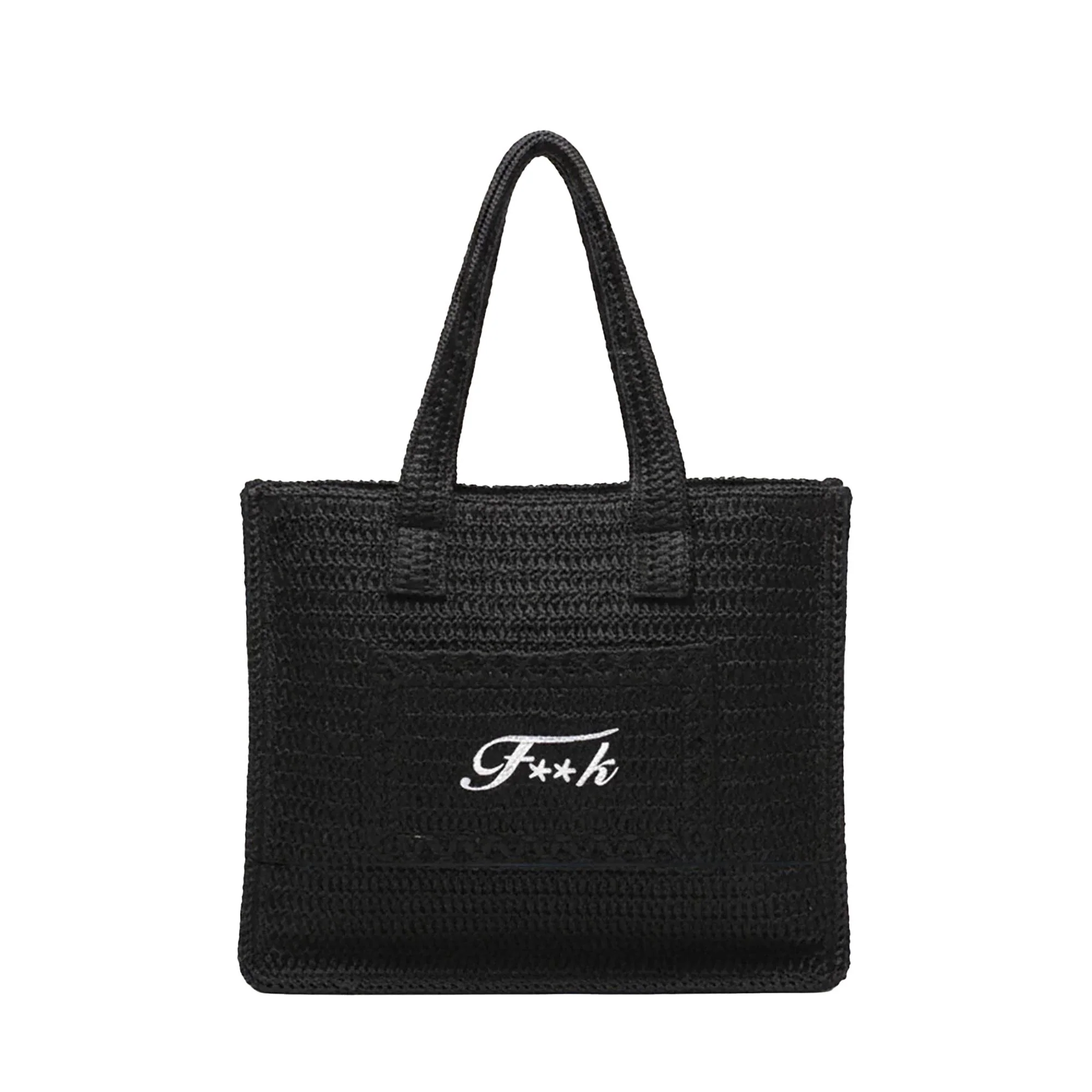 Borsa mare a spalla F**k Donna in rafia nero
