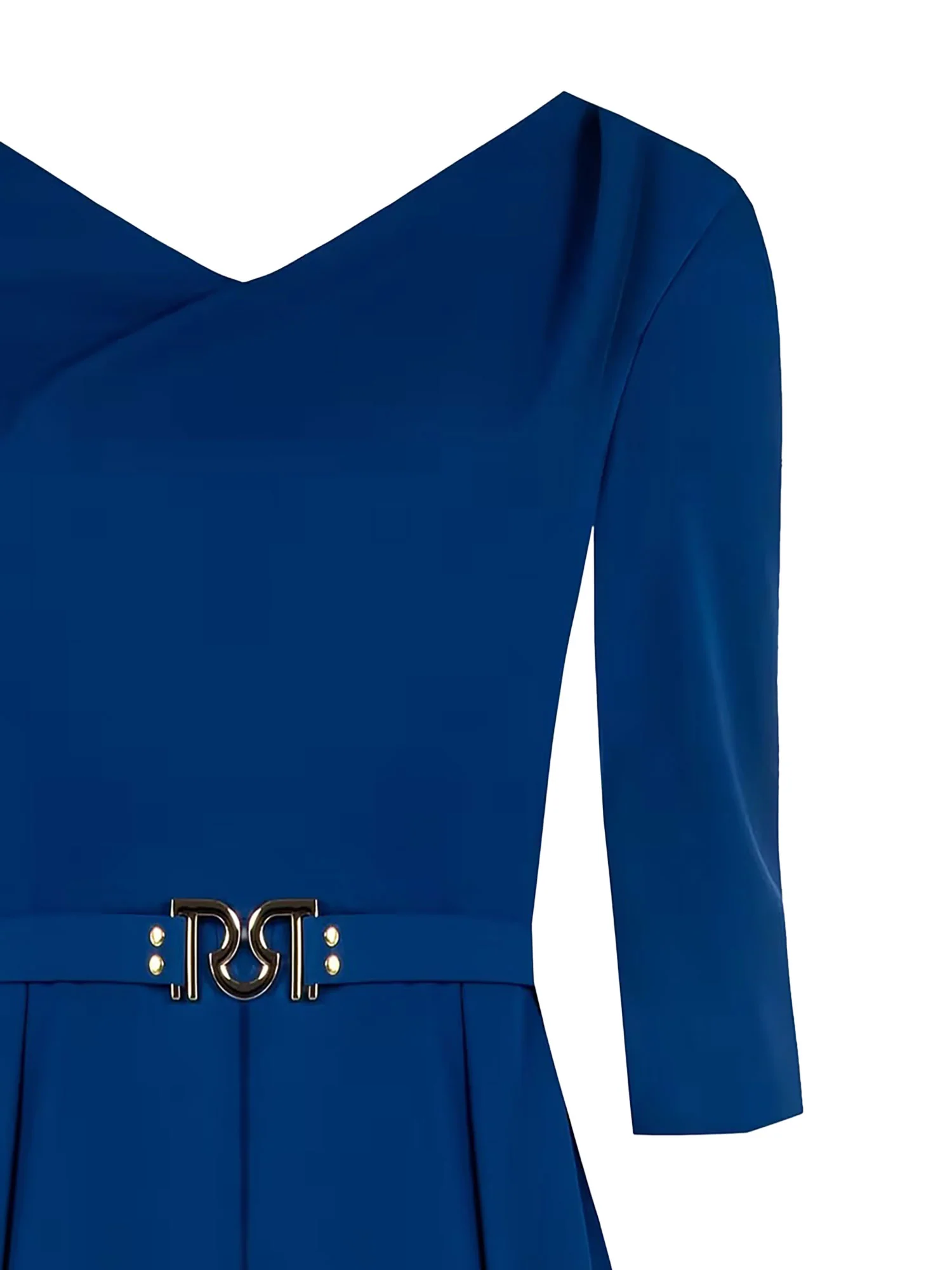 Tuta Rinascimento Donna con scollo a V, pantalone palazzo e cintura blu - Image 3