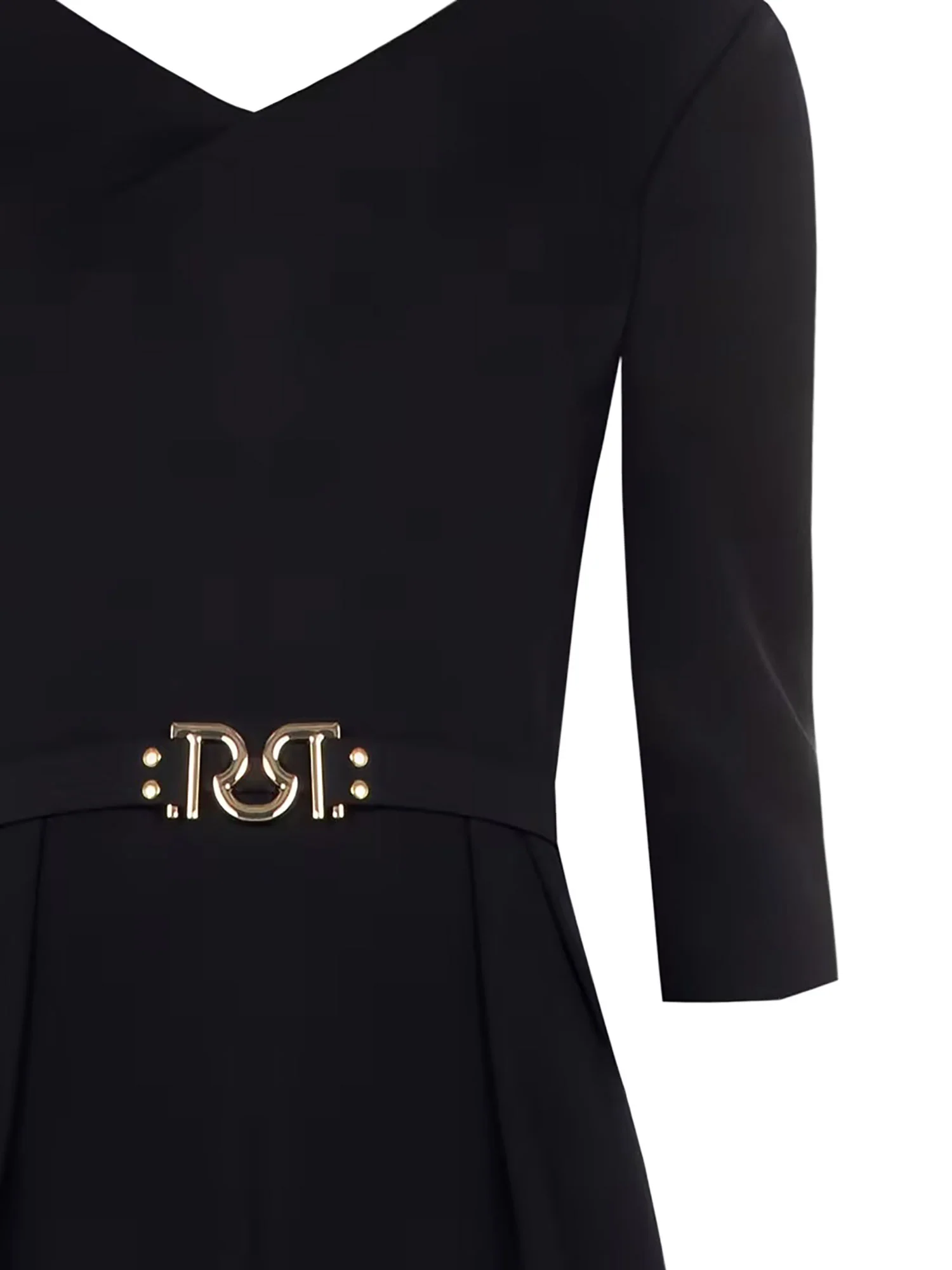 Tuta Rinascimento Donna con scollo a V, pantalone palazzo e cintura nero - Image 3