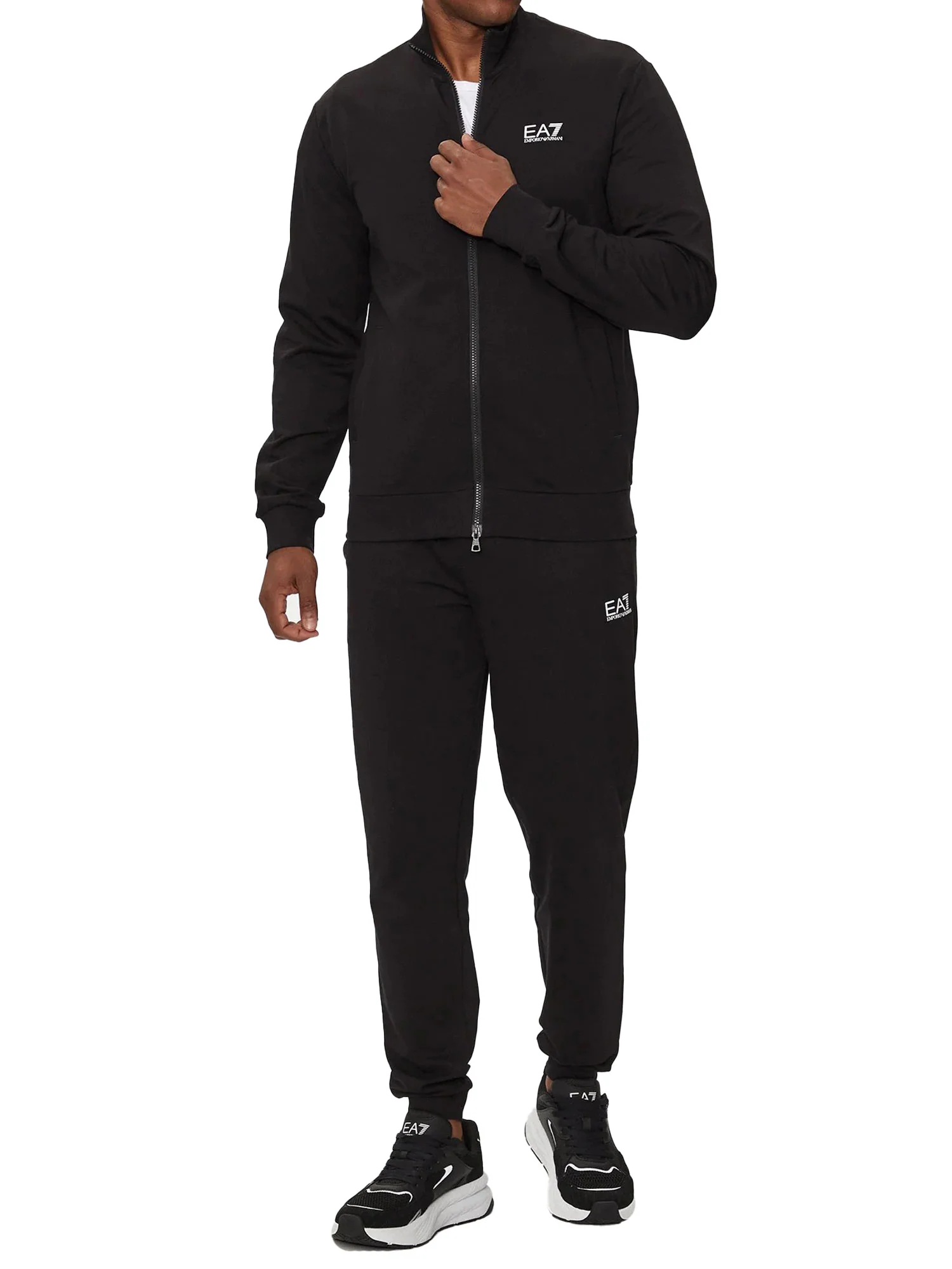 Tuta EA7 uomo con zip e logo Felpa nero multi
